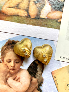 Vintage All Hearts Ribbed Stud Earrings