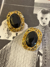Load image into Gallery viewer, Vintage Black Stone Art Deco Frame Earrings