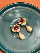 Load image into Gallery viewer, Vintage Swarovski Diamond Pearl Dangler Earrings