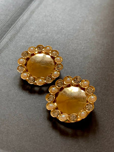 Vintage Gold Flower Pearl Earrings