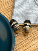 Load image into Gallery viewer, Vintage Black Enamel Lined Hoop Earrings