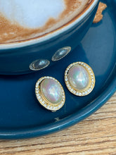 Load image into Gallery viewer, Vintage Oval Diamond Pearl Stud Earrings