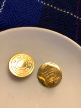 Load image into Gallery viewer, Vintage Hermès Gold Clou De Selle Logo Earrings