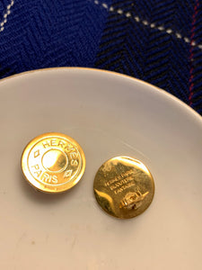 Vintage Hermès Gold Clou De Selle Logo Earrings