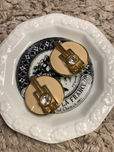 Load image into Gallery viewer, Vintage Beige Enamel Diamond Studded Earrings