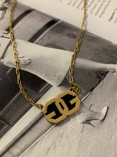 Load image into Gallery viewer, Vintage Givenchy Black Enamel G necklace