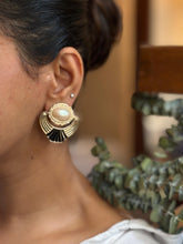 Load image into Gallery viewer, Vintage Gold &amp; Black Art Deco Pearl Earrings