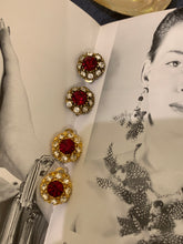 Load image into Gallery viewer, Vintage Victorian Red Silver Diamond Earrings