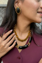 Load image into Gallery viewer, Vintage Black Stone Oval Earrings