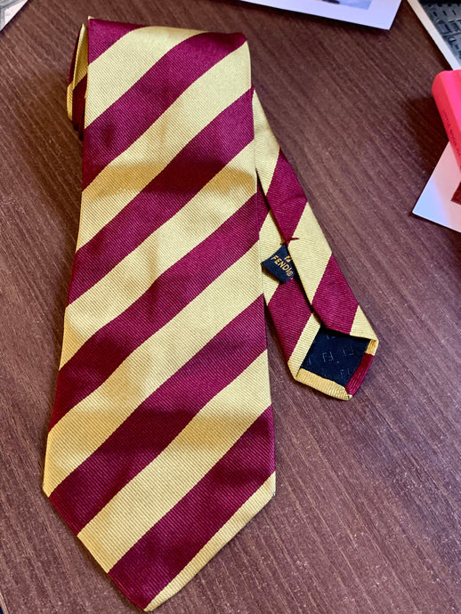 Vintage Fendi Red & Yellow Striped Tie