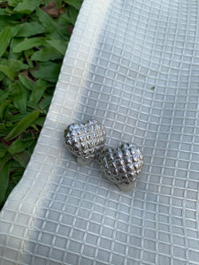 Vintage Upside Down Silver Heart Earrings