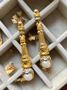 Vintage Pillar Pearl Earrings