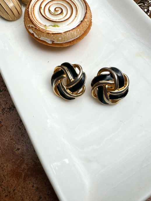 Vintage Black Knot Earrings