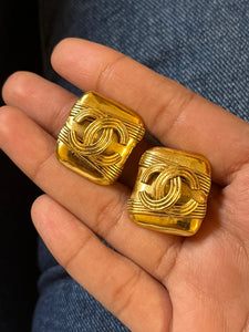 Vintage Chanel CC Sqaure Earrings