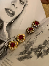 Load image into Gallery viewer, Vintage Victorian Red Silver Diamond Earrings