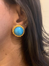 Load image into Gallery viewer, Vintage Turquoise Round Gold Crown Earrings