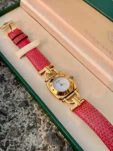 Vintage Gucci Red Horsebit Watch
