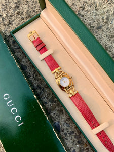 Vintage Gucci Red Horsebit Watch