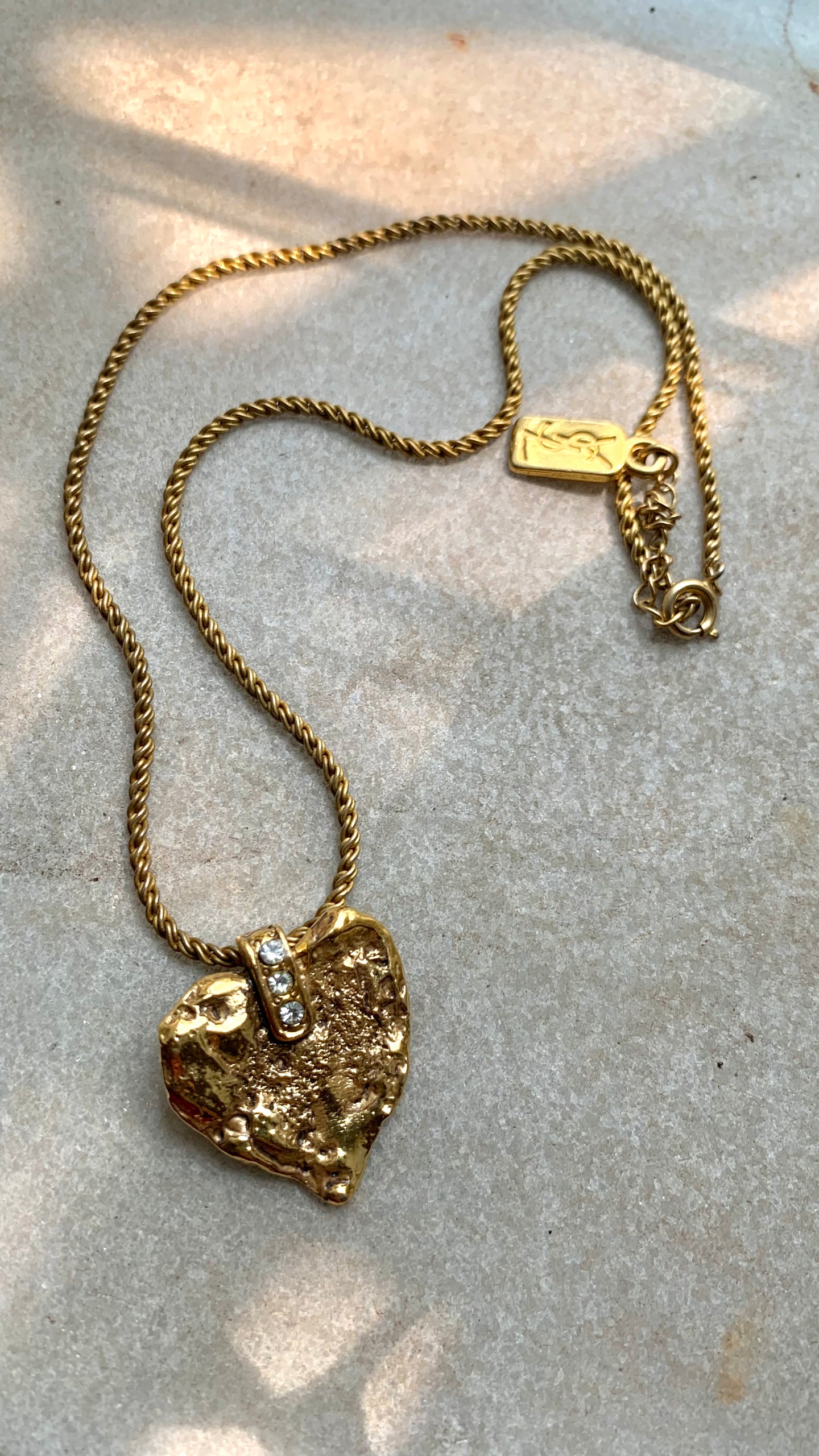 Vintage Yves Saint Laurent Heart Nugget Necklace