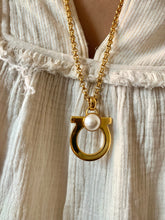 Load image into Gallery viewer, Vintage Salvatore Ferragamo Chunky Gancini Pearl Necklace