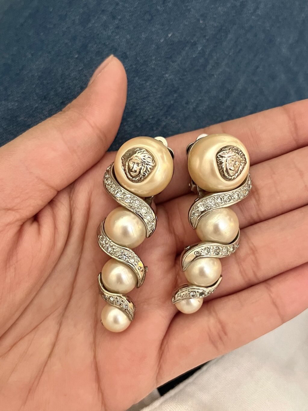 Vintage Versace Pearl Medusa Earrings