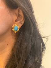 Load image into Gallery viewer, Vintage Turquoise Filigree Earrings