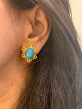 Load image into Gallery viewer, Vintage Turquoise Filigree Earrings
