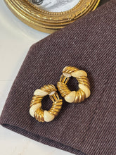 Load image into Gallery viewer, Vintage White Enamel Croissant Earrings
