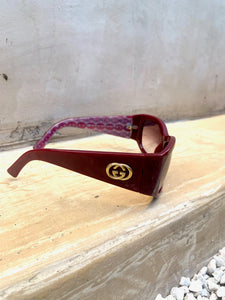 Vintage Gucci Red Hot Thick Logo Sunglasses