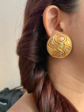 Load image into Gallery viewer, Vintage Carved Pink Stone Statement Earrings