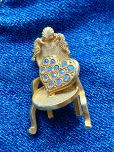 Vintage Jlino Jolly Chair Heart Brooch