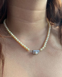 Vintage Pearl Box Clasp Necklace