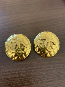 Vintage Quilted  CC Chanel Earrings