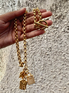 Vintage Salvatore Ferragamo Chunky Link Charm Necklace