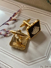Load image into Gallery viewer, Vintage Wedgewood Black Sail Gold Cuff Links