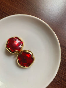Vintage Red Enamel Candy Earrings
