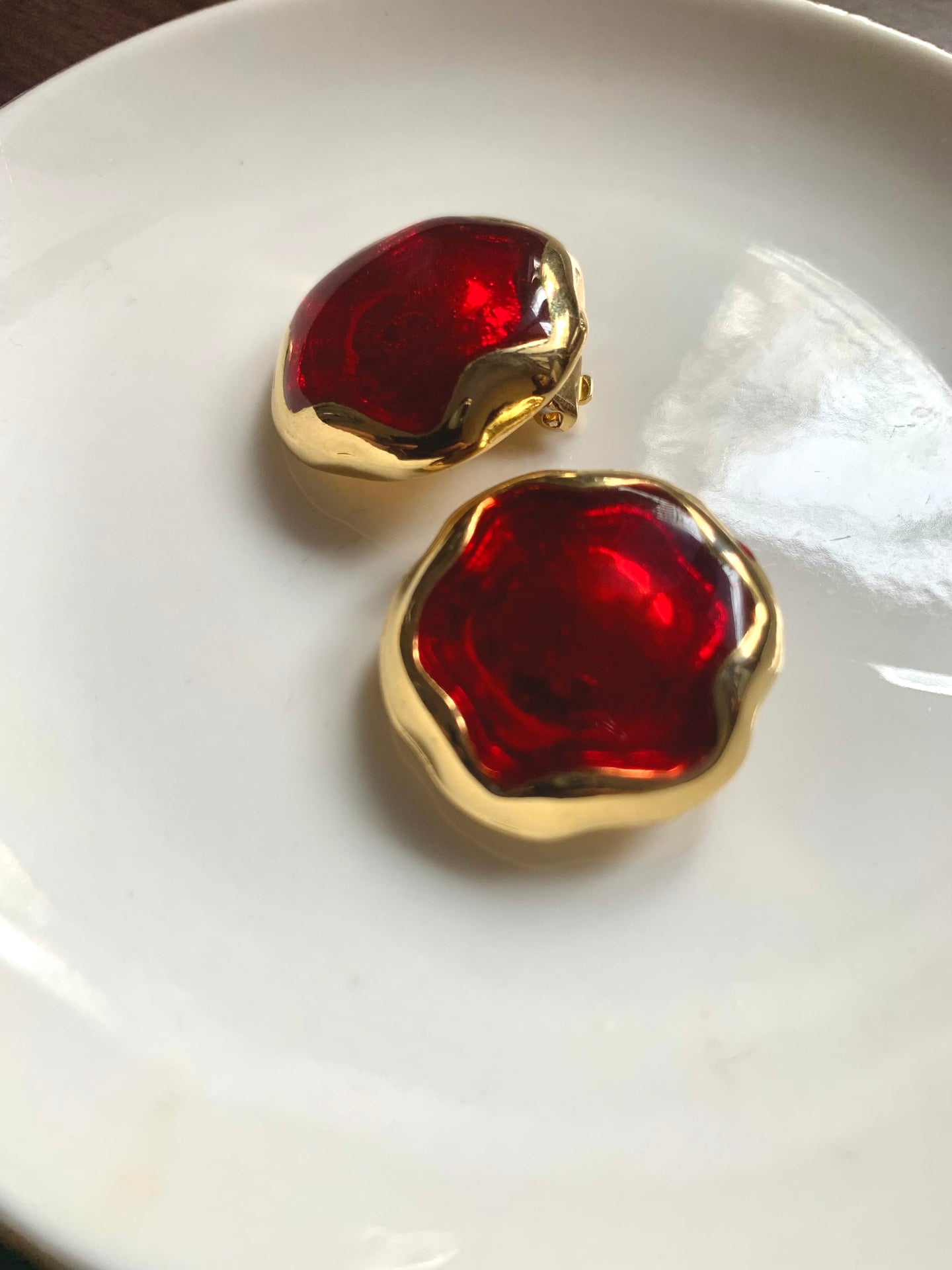 Vintage Red Enamel Candy Earrings