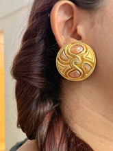 Load image into Gallery viewer, Vintage Carved Pink Stone Statement Earrings