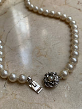 Load image into Gallery viewer, Vintage Pearl Rose Clasp Necklace