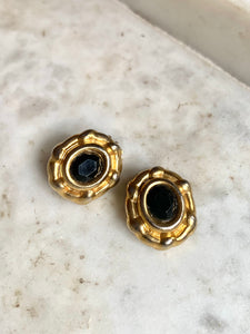 Vintage Black Stone Art Deco Earrings