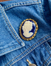 Load image into Gallery viewer, Vintage Limoges Blue Lady Brooch