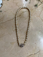 Load image into Gallery viewer, Vintage Pearl Rose Clasp Necklace