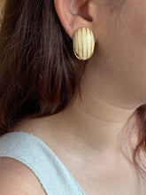 Load image into Gallery viewer, Vintage Cream Enamel Lined Earrings