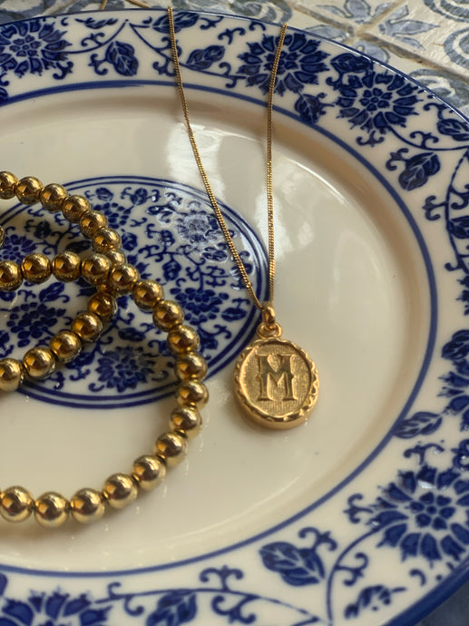 Oval Initial Coin Charm