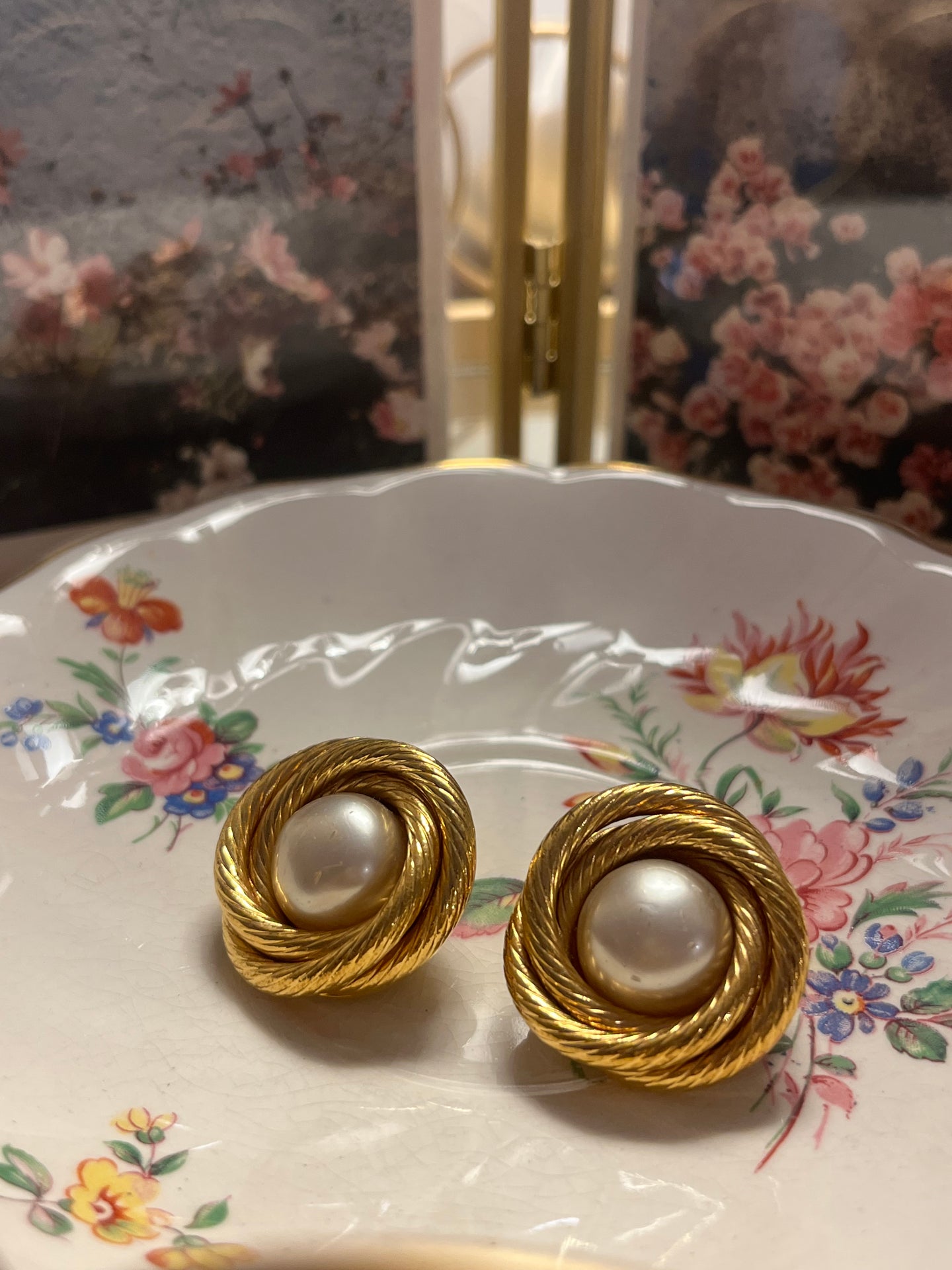 Vintage Chanel Chunky Pearl Swirl Earrings