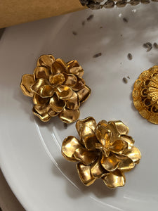 Vintage Yves Saint Laurent YSL chunky rose earrings