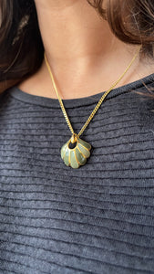 Vintage Green Enamel Shell Necklace