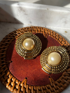 Vintage Chunky Antique Pearl Earrings