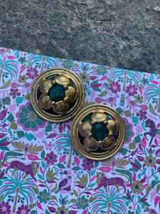 Vintage Green Shell Earrings