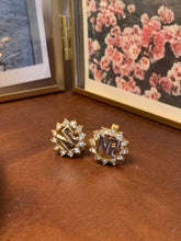 Load image into Gallery viewer, Vintage Nina Ricci Small NR Button Earrings
